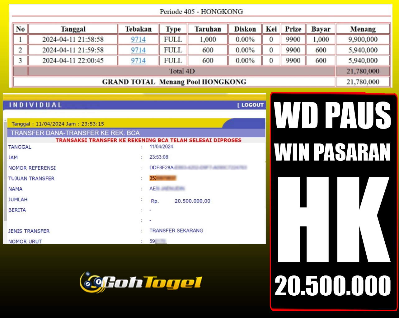 SELAMAT KEPADA ID XXX JACKPOT PASARAN HONGKONG 20.500.000